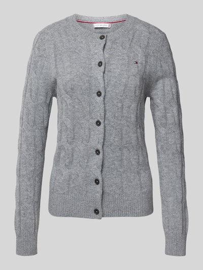 Tommy Hilfiger Regular fit gebreid jack met kabelpatroon van zuivere wol Lichtgrijs - 2