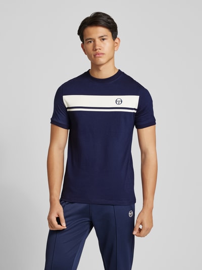 SERGIO TACCHINI T-shirt met logostitching, model 'MASTER' Marineblauw - 4