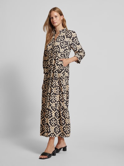 More & More Maxi-jurk van viscose in laagjeslook Zwart - 1