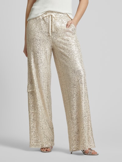 Cambio Wide leg stoffen broek met all-over pailletten, model 'AMALIA' Zilver - 4