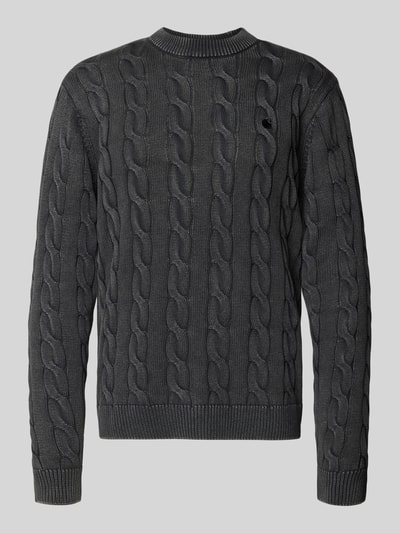Carhartt Work In Progress Strickpullover mit Zopfmuster und Label-Stitching Black 2
