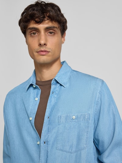 Officine Générale Freizeithemd aus reinem Lyocell Jeansblau 3