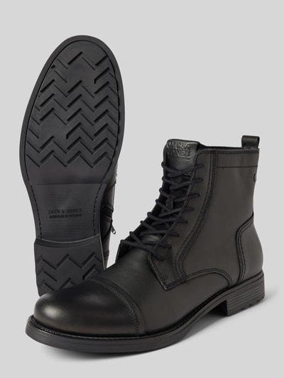 Jack & Jones Boots van leer, model 'RUSSEL' Zwart - 4