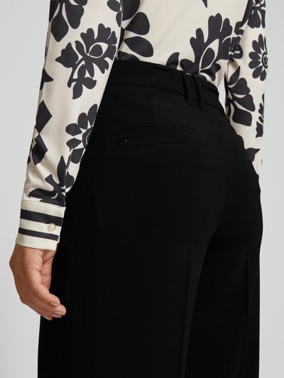 Marc Cain Wide leg stoffen broek met bandplooien Zwart - 3