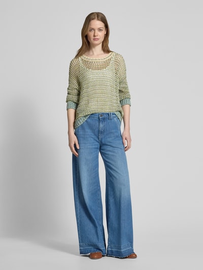 Weekend Max Mara Leinenstrickpullover mit Lochmuster Modell 'LIUTO' Hellgruen 1