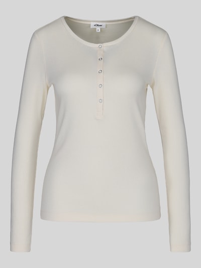 s.Oliver RED LABEL Slim fit shirt met lange mouwen van mix van katoen en lyocell Offwhite - 2