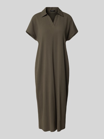 OPUS Midi-jurk met platte kraag, model 'Wannie' Olijfgroen - 2