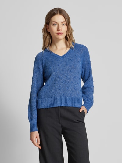 Vila Gebreide pullover met extra brede schouders, model 'TULI' Blauw - 4