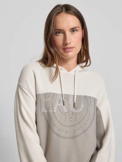 monari Hoodie mit Strasssteinbesatz Taupe 3