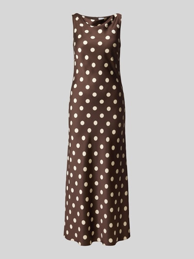 Produktfoto, braunes Figurbetontes Cocktailkleid mit Viskose-Anteil von Jake*s Cocktail, weiße Punkte, glatte Textur, Jake*s