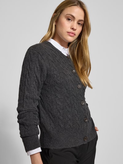 Christian Berg Woman Selection Strickjacke aus Woll-Mix mit Strukturmuster Anthrazit Melange 3