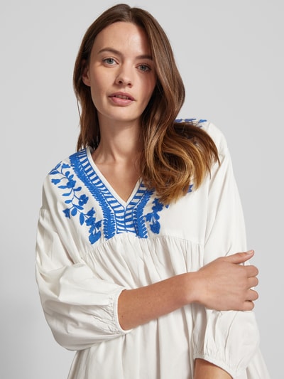 Vero Moda Tunikakleid mit Stitching und V-Ausschnitt Modell 'VACATION' Weiss 3