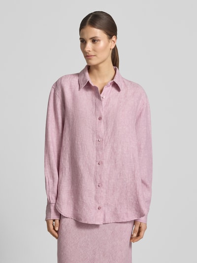 Samsøe Samsøe Regular Fit Leinenbluse mit Knopfleiste Rosa Melange 4