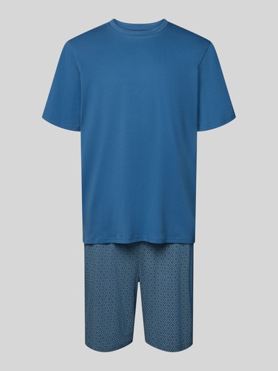 Produktfoto, Regular Fit Pyjama-Set im kurzärmeligen Design Modell 'Casual' von Schiesser, niebieski, bawełna, krój regular fit, elastyczny pas