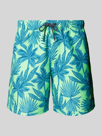 Shiwi Regular Fit Badeshorts mit Gesäßtasche Modell 'Palm Leaves' Apfel 1