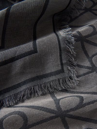 Productfoto, Tuch aus Modal im Allover-Look van CK Calvin Klein, dames sjaal van puur modal met alloverprint en franjes, grijs met zwarte accenten, zachte textuur