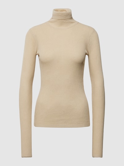 By Malene Rollkragenpullover mit Strukturmuster Modell 'RONELLA' Beige 1