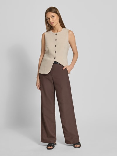 Weekend Max Mara Wide Leg Stoffhose mit Baumwolle Modell 'BALLO' Dunkelbraun 1