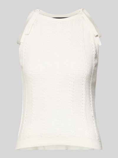 Produktfoto, Relaxed Fit Trägertop aus Baumwoll-Mix Modell 'LUX LIGHT' von Vero Moda, Optik: Unifarben, Lochstrickmuster, Strickstruktur, Rundhals-Ausschnitt, Trägerform: Bindebänder, Rumpfabschluss: Gerippt, Materialverarbeitung: Strick, Farbe: Weiß