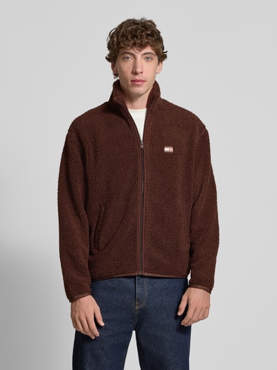 Tommy Jeans Regular fit jack van teddybont met labelstitching Donkerbruin - 4