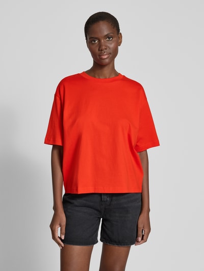 Jake*s Casual Oversized T-shirt met geribde ronde hals Kersenrood - 4