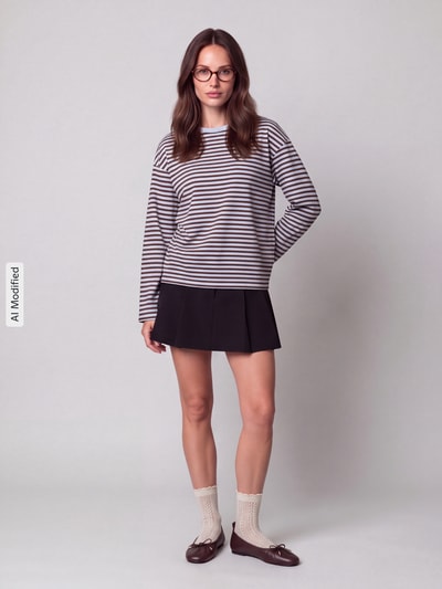 PIECES relaxed fit shirt met lange mouwen van katoenmix model 'ADIE' Blauw - 1