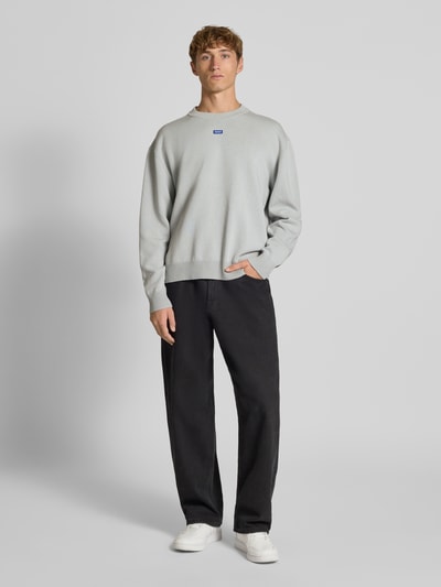 Hugo Blue Regular Fit Strickpullover aus Baumwoll-Mix Modell 'SAN CASEY' Hellgrau 1