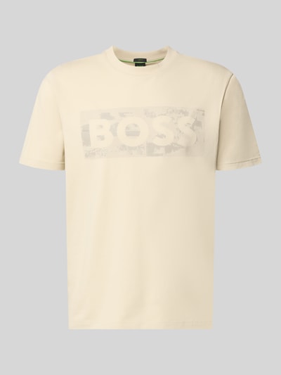 BOSS Green Regular Fit T-Shirt aus Baumwoll-Mix Modell 'TS_GLOBE LOGOPATTERN' Sand 2
