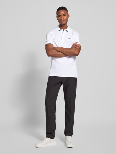 BOSS Green Regular fit poloshirt met labelprint, model 'Paddy Lux Heritage' Wit - 1