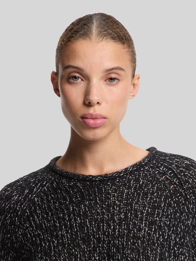 HUGO Pullover aus Wolle Alpaka mit Struktur-Strick Black 3