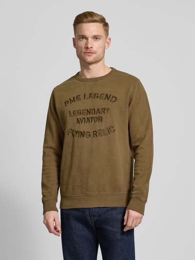 PME Legend Sweatshirt mit gerippten Abschlüssen Oliv 4