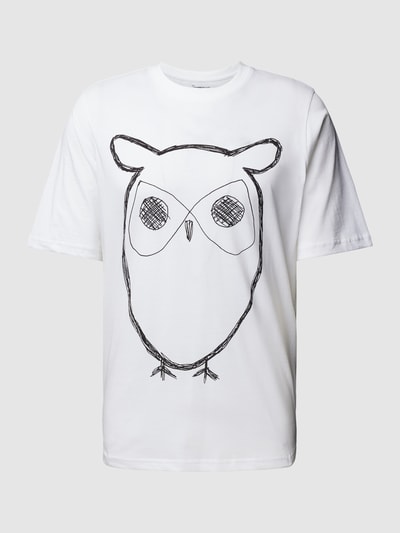 Knowledge Cotton Apparel T-Shirt mit Motiv-Print Modell 'big owl' Offwhite 2