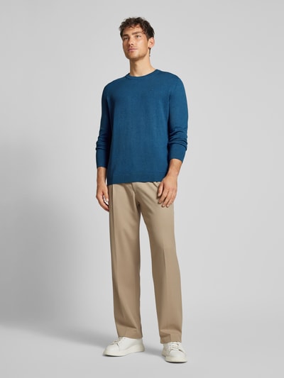 Tom Tailor Gebreide pullover met labelstitching, model 'BASIC' Petrol - 1