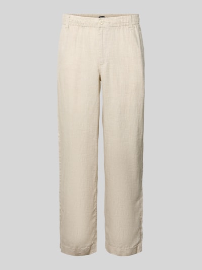 Produktfoto, naturfarbene Leinenhose mit elastischem Bund, Regular-Fit Modell 'KARL LAWRENCE' von Jack & Jones, reine Leinenstruktur