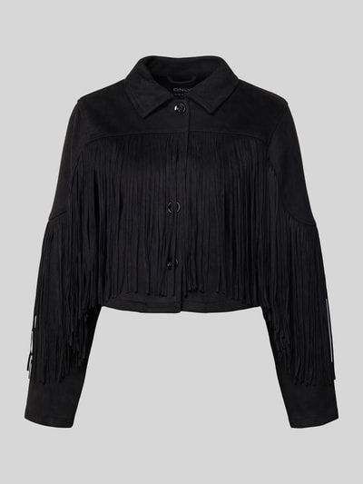 Only Jack in leerlook met lange franjes, model 'DIANE LIFE' Zwart - 2