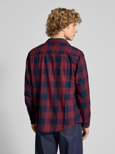 Jack & Jones Freizeithemd mit Knopfleiste Modell 'GINGHAM' Dunkelrot 5