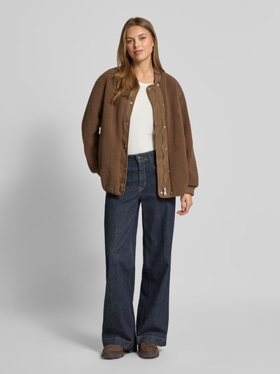 OPUS Fleecejacke mit Knopfleiste Modell 'Hulda' Mittelbraun 1