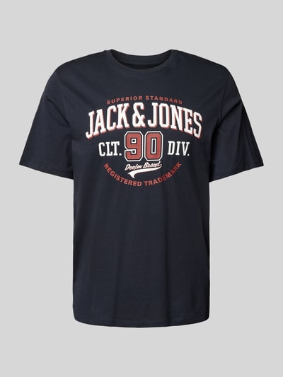 Jack & Jones T-Shirt mit Label-Print Modell 'ELOGO' Marine 2