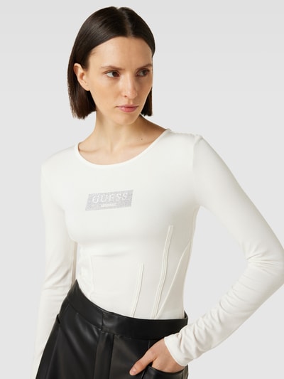 Guess Body aus Viskose-Mix mit Strasssteinbesatz Offwhite 3