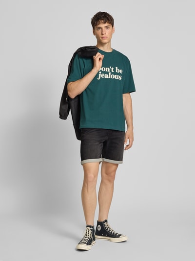 Jack & Jones Regular Fit Jeansshorts mit elastischem Bund Modell 'RICK' Dunkelgrau 1