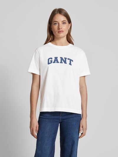 Gant T-Shirt mit Label-Print Offwhite 4