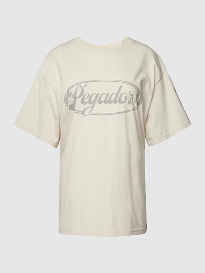 Pegador T-shirt o kroju oversized z nadrukiem z logo model ‘Omar’ Złamany biały 2