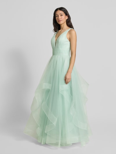 Mascara Abendkleid mit V-Ausschnitt und Taillenband Mint 1