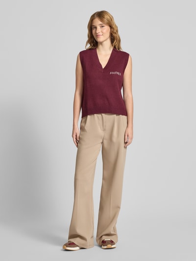 ANOTHER COTTON LAB Bezrękawnik z wyhaftowanym logo Ciemnoczerwony 1