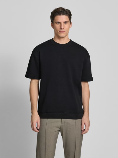 Lindbergh Oversized T-Shirt mit geripptem Rundhalsausschnitt Black 4