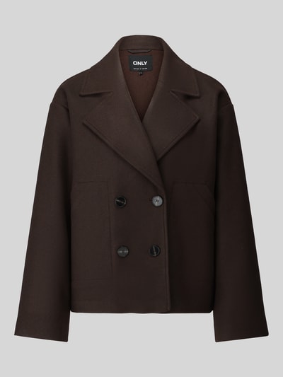 ONLY Regular fit lange jas met reverskraag model 'NANCY' Chocoladebruin - 2