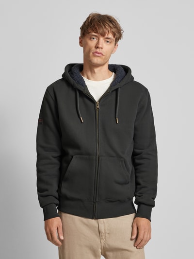 Superdry Sweatjacke mit Label-Stitching Modell 'Borg' Black 4