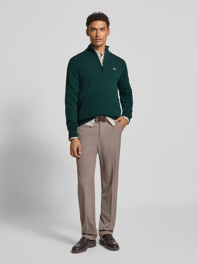 Gant Regular Fit Pullover mit Strick-Optik aus reiner Lammwolle Dunkelgruen 1