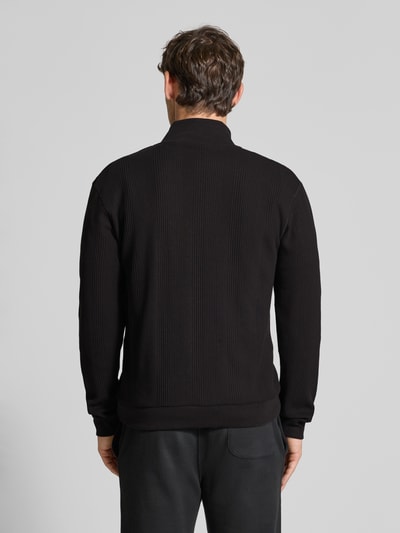 BOSS Bluza rozpinana o kroju regular fit z piki bawełnianej Czarny 5