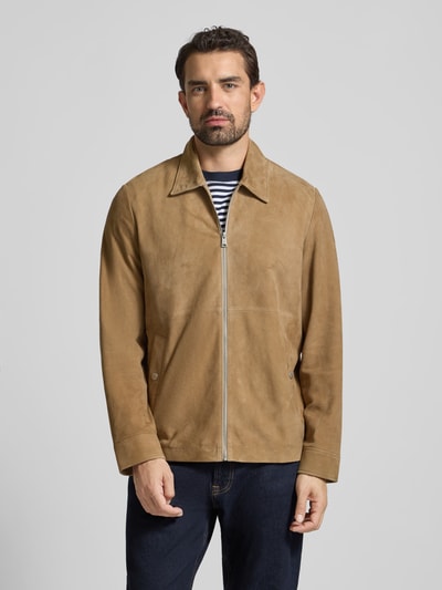 Marc O'Polo Regular Fit Lederjacke aus reinem Ziegenleder Camel 4